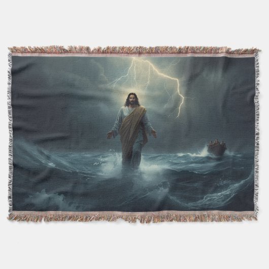 Jesus Walks on Water: Christian Blanket スローブランケット (正面)