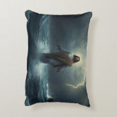 Jesus Walks on Water: Christian Theme Throw Pillow アクセントクッション (裏面(縦))
