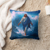 Jesus Walks on Water Throw Cushion クッション (ブランケット)