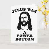 Jesus Was A Power Bottom Funny Pride Christmas Gag カード (黄色い花)