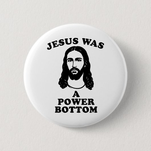 Jesus Was A Power Bottom Funny Pride Christmas Gag 缶バッジ (正面)