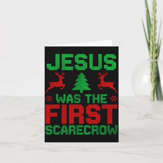 Jesus Was The First-ecrow Reindeer Ugly Sweater Xm カード (正面)