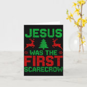 Jesus Was The First-ecrow Reindeer Ugly Sweater Xm カード (黄色い花)