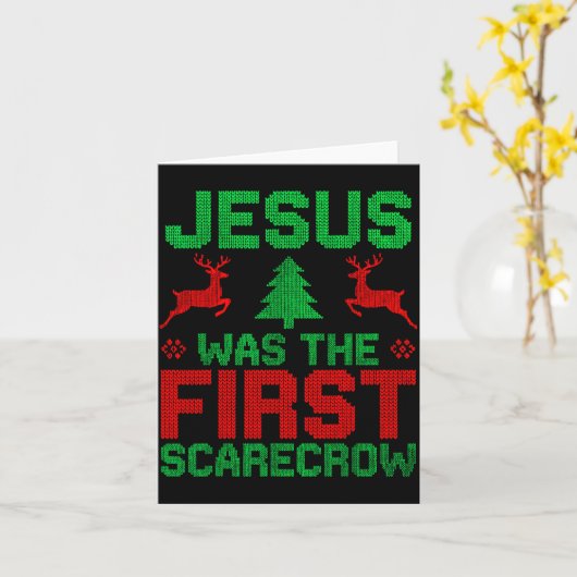 Jesus Was The First-ecrow Reindeer Ugly Sweater Xm カード (黄色い花)
