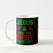 Jesus Was The First-ecrow Reindeer Ugly Sweater Xm コーヒーマグカップ (左)