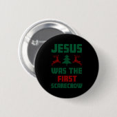 Jesus Was The First Ecrow Ugly Sweater Style  缶バッジ (正面&裏面)