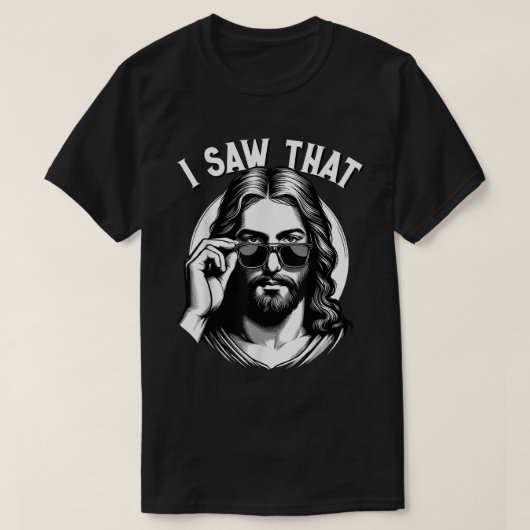 Jesus Watching Meme Funny Christian Shirt Tシャツ (デザイン正面)