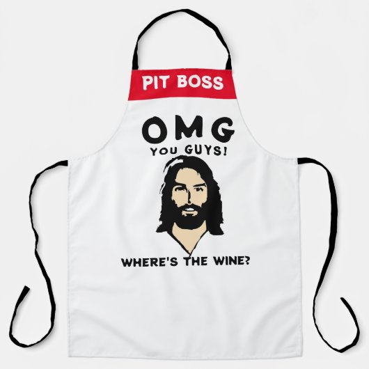 Jesus Wine Apron - Funny Custom Saying Gift エプロン (正面)