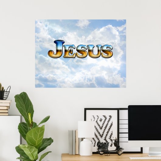 Jesus with Clouds – ポスター (ホームオフィス)