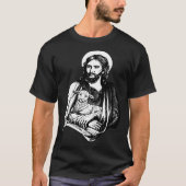 Jesus With Lamb Christian God Tシャツ (正面)