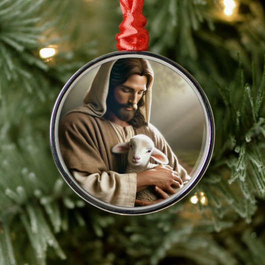 JESUS WITH LAMB CHRISTMAS ORNAMENT メタルオーナメント (ツリー)
