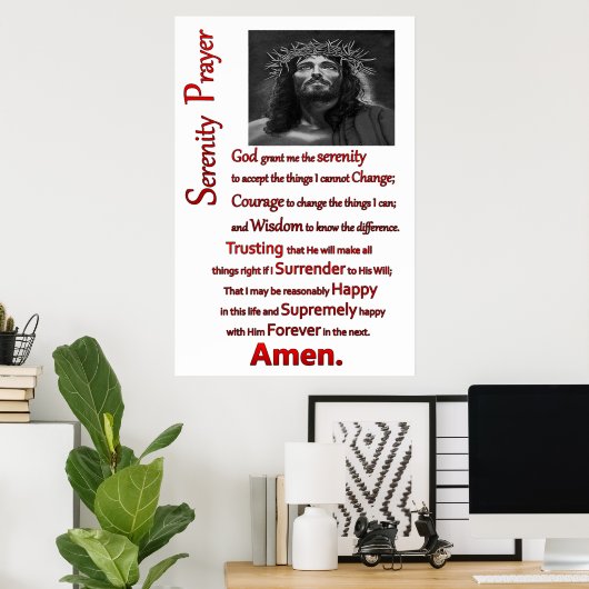 Jesus with thorns on his head The Serenity Prayer ポスター (ホームオフィス)
