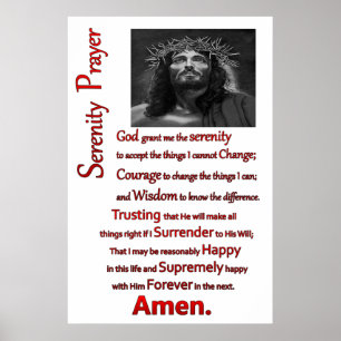 Jesus with thorns on his head The Serenity Prayer ポスター