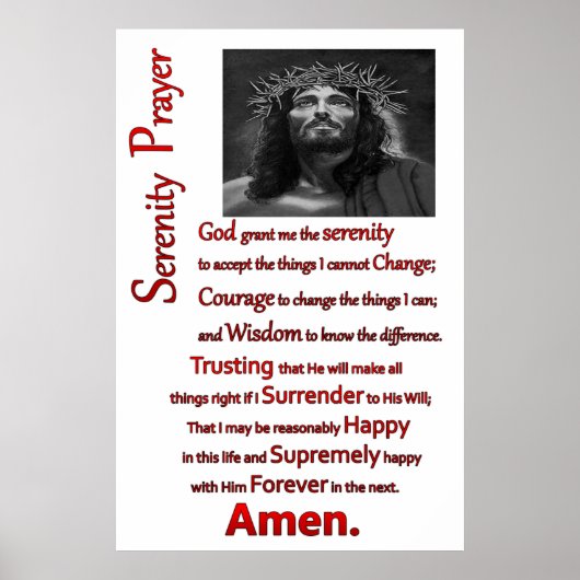 Jesus with thorns on his head The Serenity Prayer ポスター (正面)