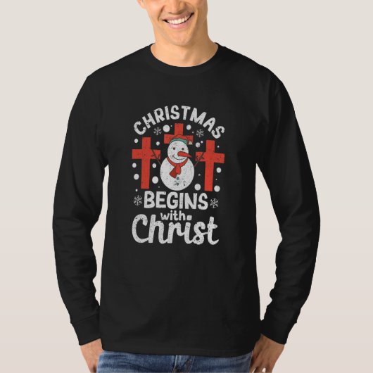 Jesus Xmas Pajamas Christian Christmas Begins With Tシャツ (正面)