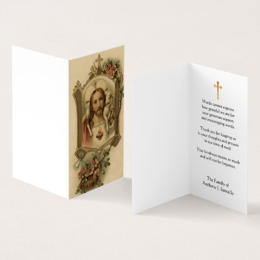 JesusCatholicの哀悼の神聖なハートは感謝していしています 名刺 (内部&外部)