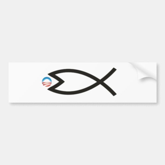 jesusfishはオバマを食べます バンパーステッカー (正面)