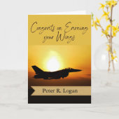 Jetで翼の獲得に関するおめでとうパイロット カード (黄色い花)