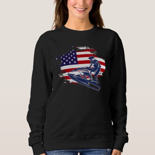 Jet Ski American USA Flag Jetski Rider スウェットシャツ (正面)