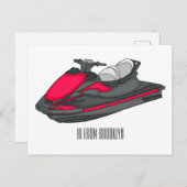 Jet ski cartoon illustration  ポストカード (正面/裏面)