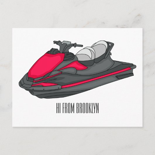Jet ski cartoon illustration  ポストカード (正面)