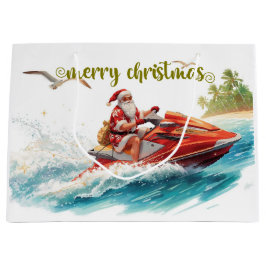 Jet Ski Christmas Holiday with Santa Claus ラージペーパーバッグ