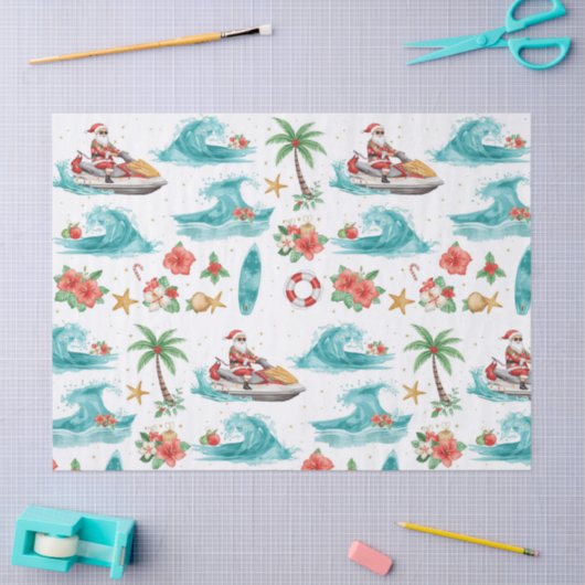 Jet Ski Christmas Holiday with Santa Claus 薄葉紙 (クラフト)