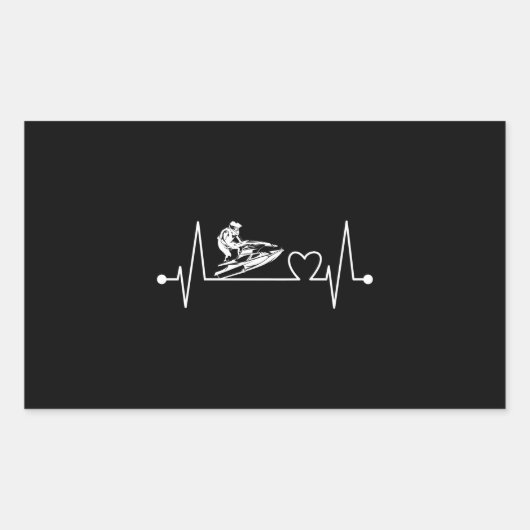 Jet Ski Heartbeat Heart Line 長方形シール (正面)
