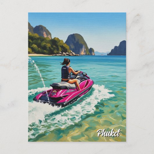 Jet Ski in Phuket Patong Beach Thailand Travel ポストカード (正面)