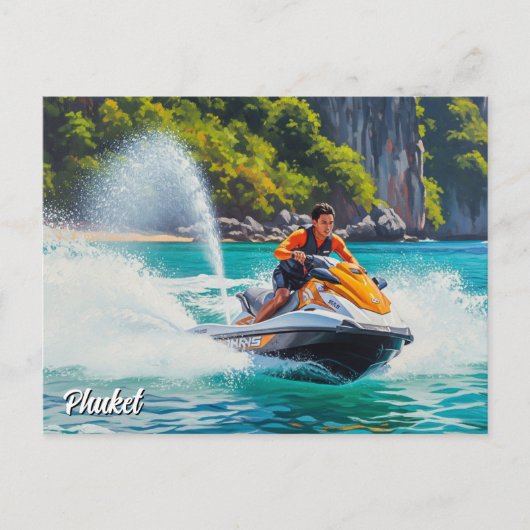 Jet Ski in Phuket Patong Beach Thailand Travel ポストカード (正面)