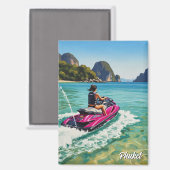 Jet Ski in Phuket Patong Beach Thailand Travel マグネット (正面/裏面)