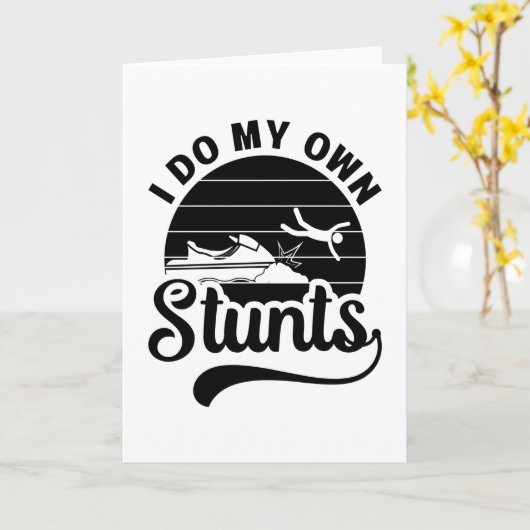 Jet Skiing I Do My Own Stunts Jet Ski Retro Jetski カード (黄色い花)