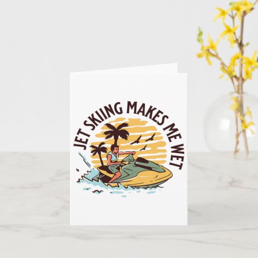 Jet Skiing Makes Me Wet Funny Jet Ski Water Sport  カード (黄色い花)