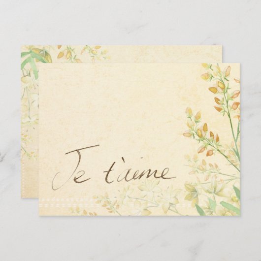 'Jet'aime' -フランスのヴィンテージビクトリアンフローラ ポストカード (正面/裏面)