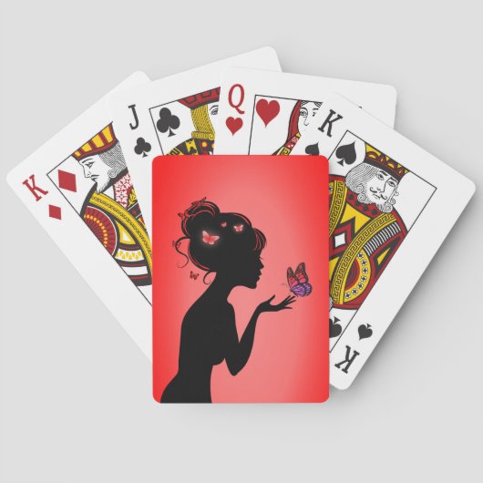 Jeu De Cartes La femme papillons rouges トランプ (裏面)