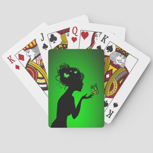 Jeu De Cartes La femme papillons verts トランプ (裏面)