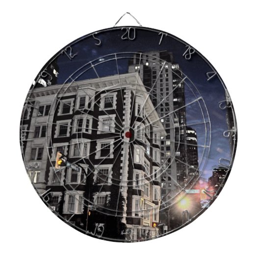 Jeu de fléchettes photo de ville la nuit ダーツボード (正面)
