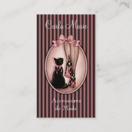 Jeune femme élégante et chat noir 名刺