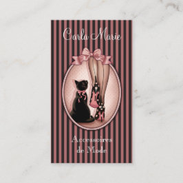 Jeune femme élégante et chat noir 名刺