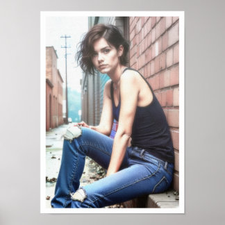 Jeune femme grunge dans les brumes ポスター