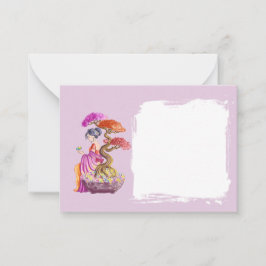 Jeune fille et le bonzaï pour la correspondance. ノートカード