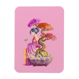 Jeune fille et son arbre japonnais géant. マグネット