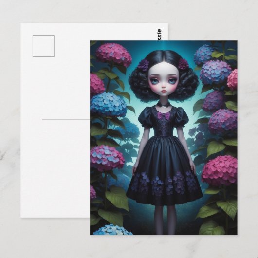 Jeune fille - Hortensia ポストカード (正面/裏面)