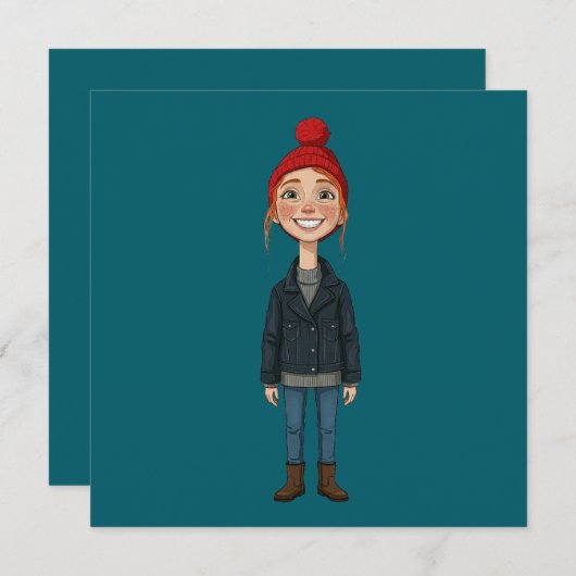 Jeune Fille Rousse Souriante avec Bonnet Rouge et  (正面/裏面)