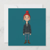 Jeune Fille Rousse Souriante avec Bonnet Rouge et  (正面)