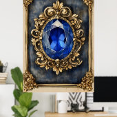 jewel adorned with a large blue gemstone ポスター (ホームオフィス)