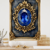 jewel adorned with a large blue gemstone ポスター (キッチン)