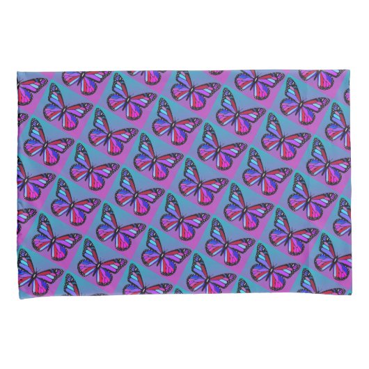 Jewel Butterflies in Purple and Blue Pattern 枕カバー (正面右)