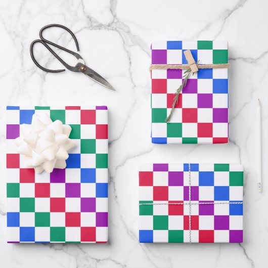 Jewel candy diagonal checker pattern ラッピングペーパーシート (正面)