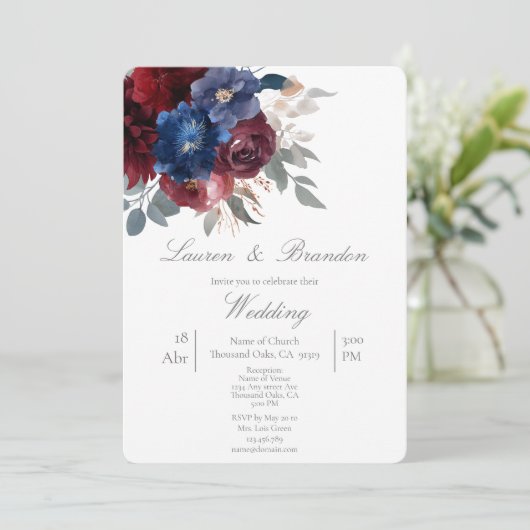 Jewel floral Wedding invitation 招待状 (スタンド正面)